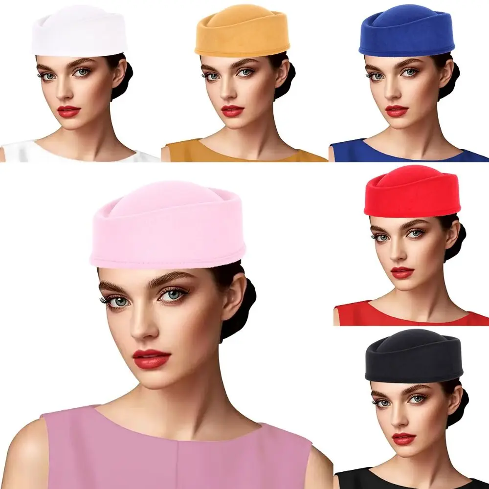 Teardrop Hat Vintage Topper Hat Solid Color Retro Pillbox Hat Elegant Charm Felt Beret Lady