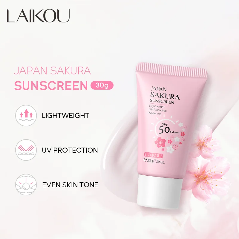 LAIKOU كريم وقاية من الشمس للوجه والجسم SPF50 + منعش مقاوم للماء للأشعة فوق البنفسجية كونسيلر مرطب لتفتيح البشرة 30 جرام