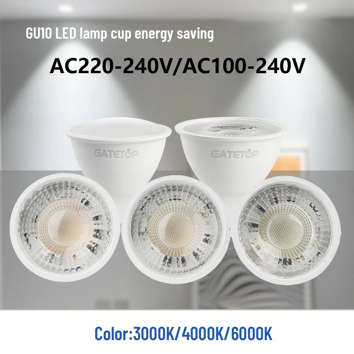 5PCS Hight Lumen LED Spotlight GU10 5W AC 220V 120V Warm White Light No Flicker Replaceable 40W Halogen Lamp for Home Derec