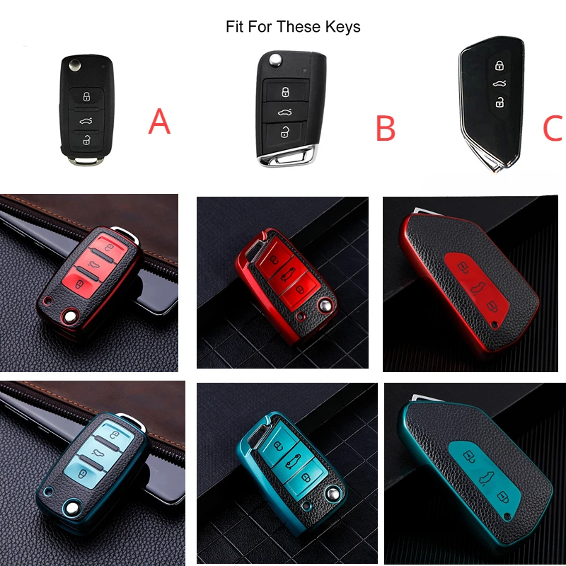 Funda de TPU para llave de coche, cubierta para Volkswagen, VW Bora, Polo, Tiguan, Jetta, Passat B5, B6, B7, Golf, Beetle, Skoda Octavia
