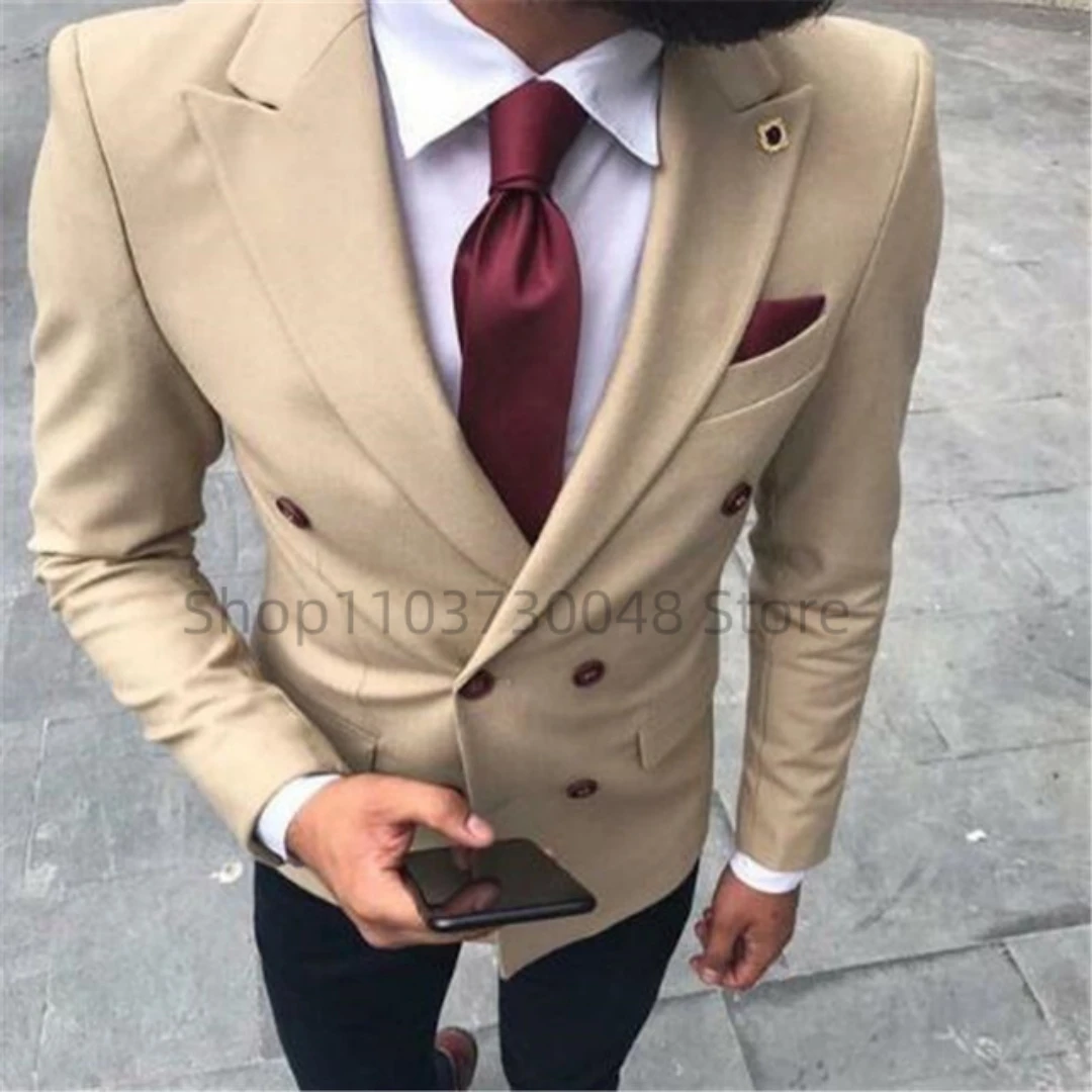

Party Khaki Male Blazer Coat Short Cropped Men's Suit Jackets Vintage Fashion Classic Style Men Clothes Fashionable Spring Autum