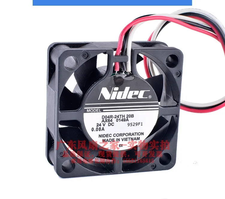 

Nidec D04R-24TH 20B DC 24 В 0,08 А 40x40x15 мм 3-проводной охлаждающий вентилятор