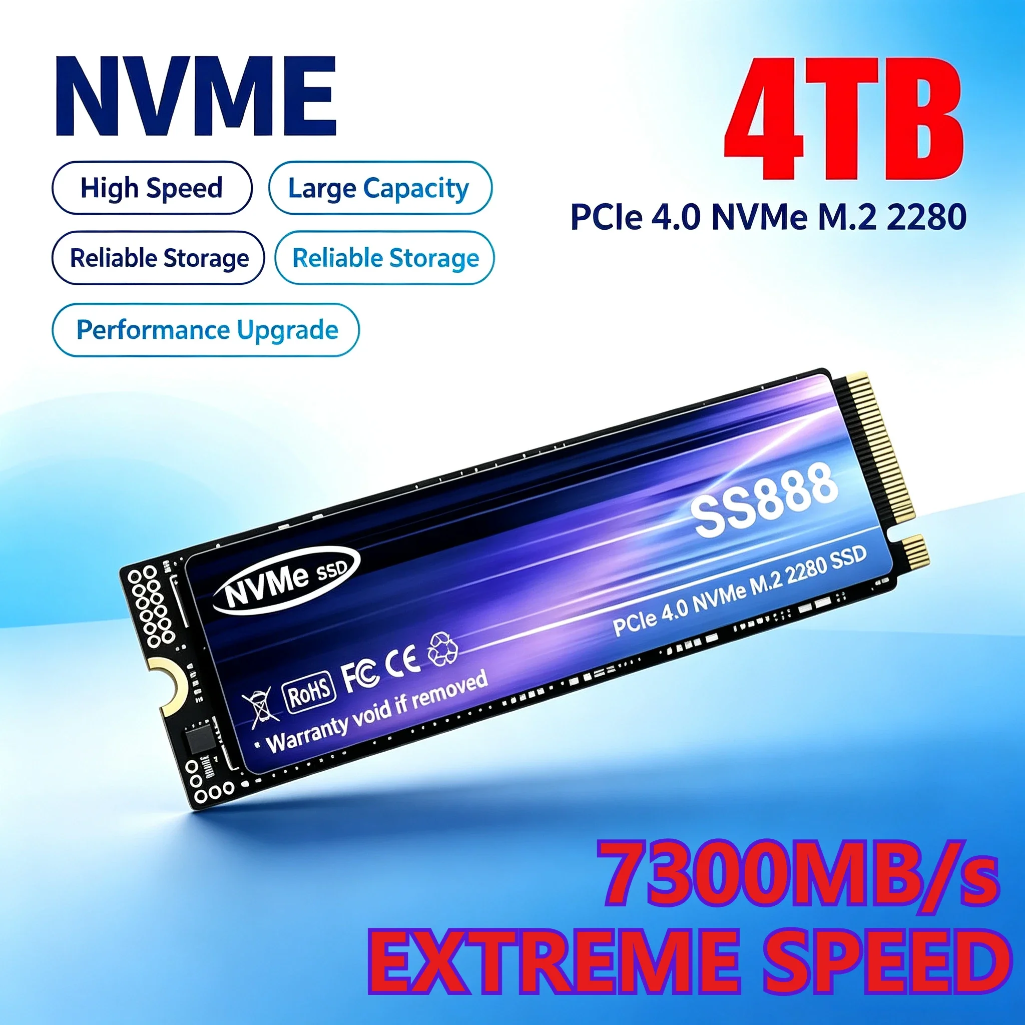 New SS888 M.2 SSD Hard Disk 2TB 4TB 7300MB/s NVMe M2 SSD 500GB PCIe 4.0 Internal Solid State Drive For Laptop Desktop PC
