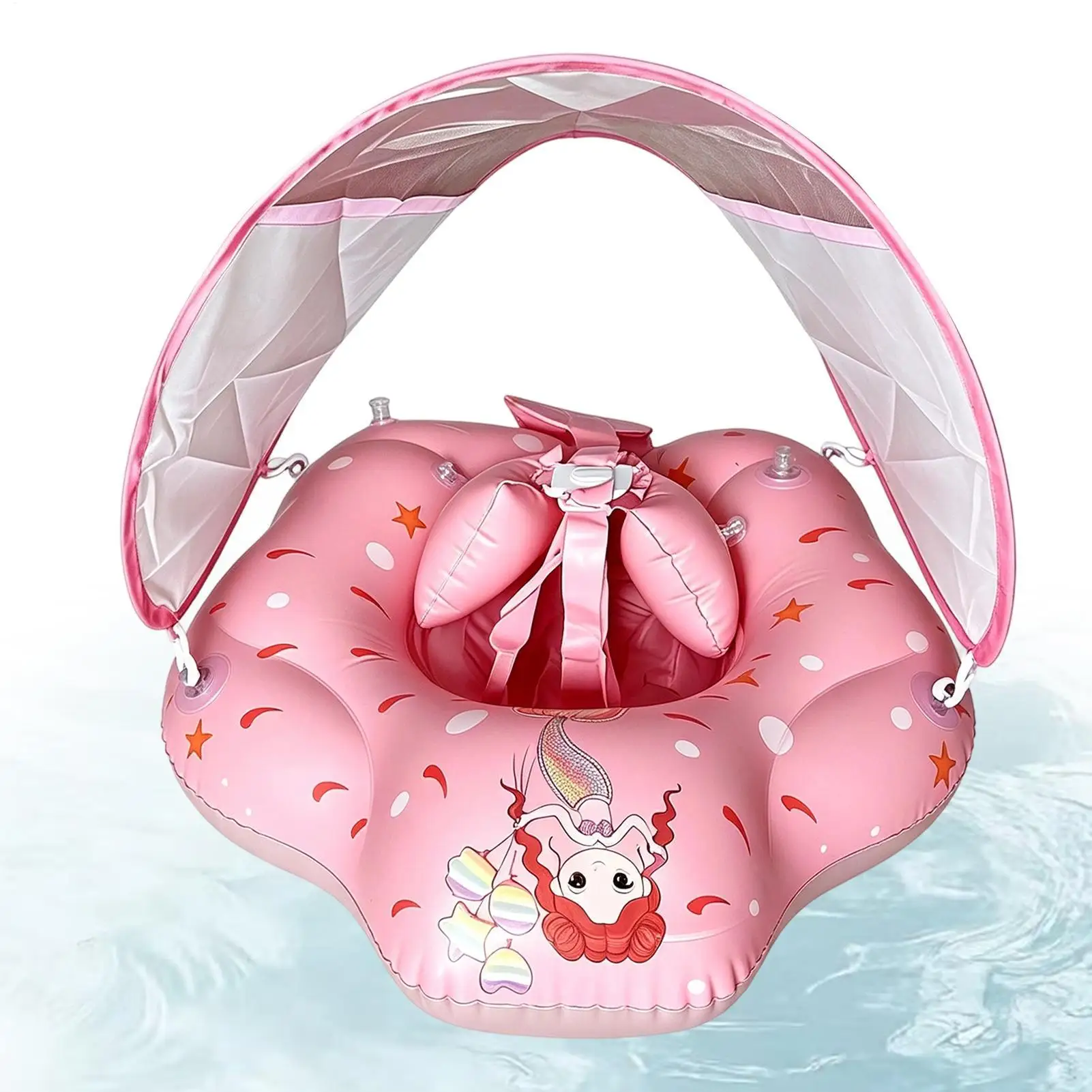 Baby Swimming Float with Canopy Inflatable Infant Floating Kids Swim Ring Circle Bathing Summer Beach Party Summer Lake River