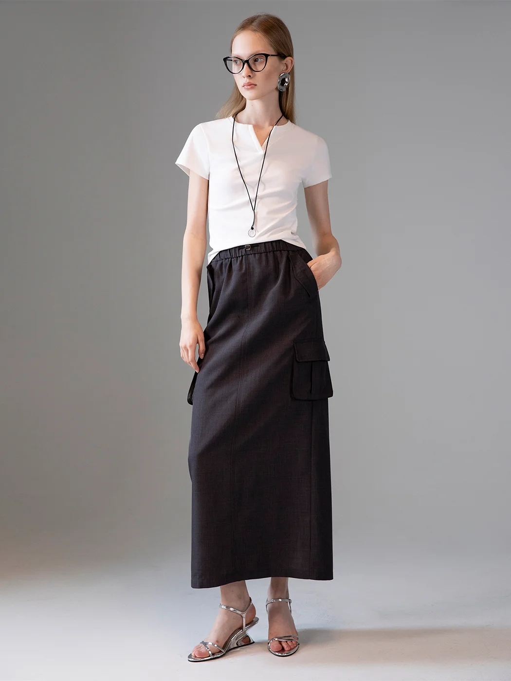 

Ele Ciwalk Faionable Повседневная рабочая одежда с эластичной резинкой и высокой талией, тонкая прямая юбка-миди с разрезом от MXU