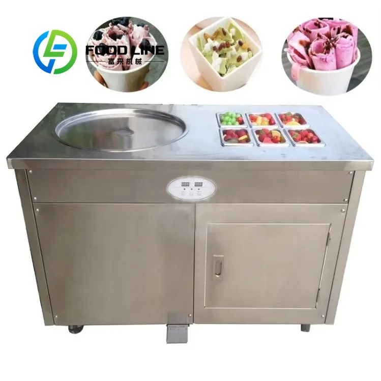

Double Pan Thai Ice Cream Roll Machine Dual Working Area Greatly Improve Daily Rolled Ice Cream Making Speed And Output