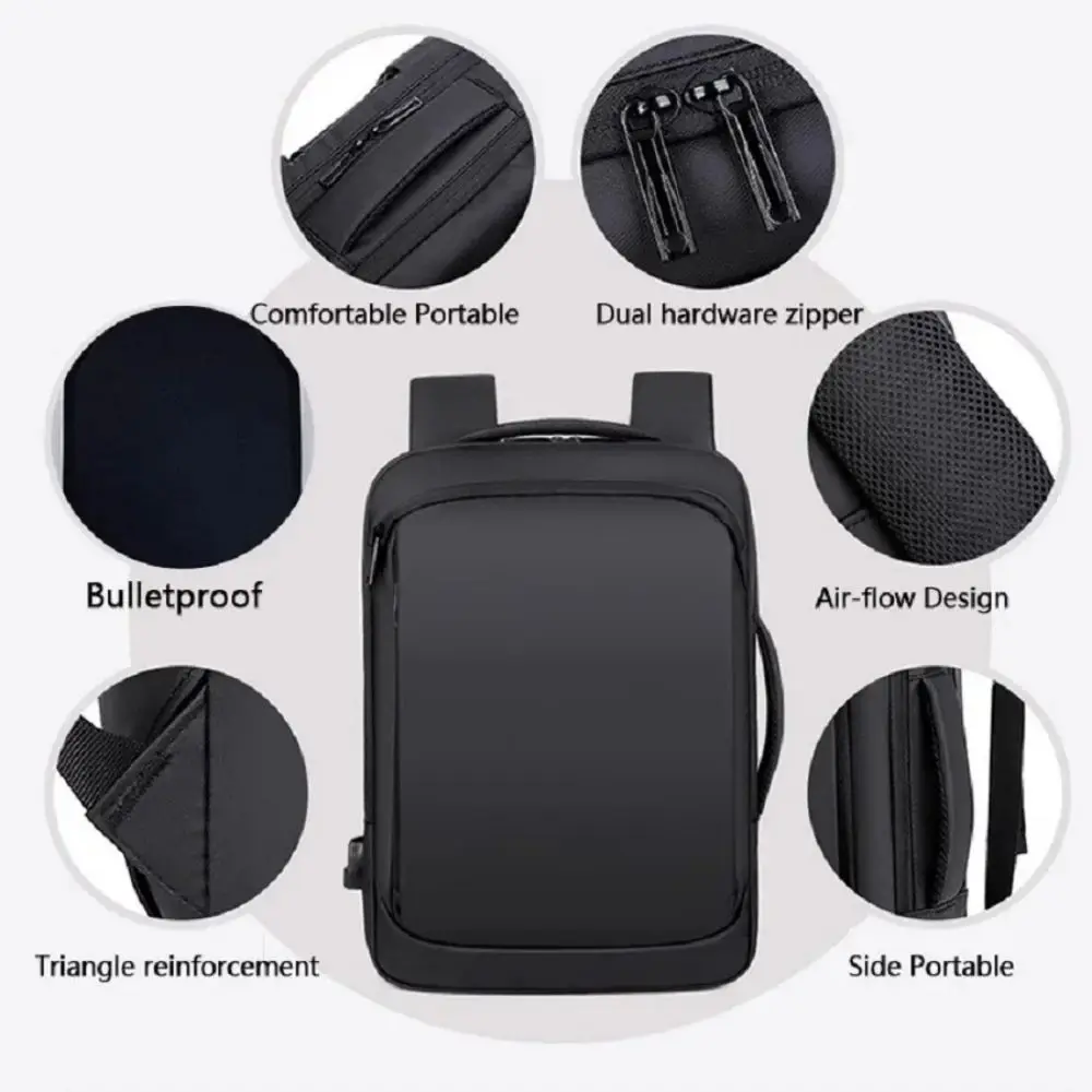 Multifuncional USB Tactical Bulletproof Mochila, Grande Capacidade do negócio escondido, Placa De Carboneto De Silício