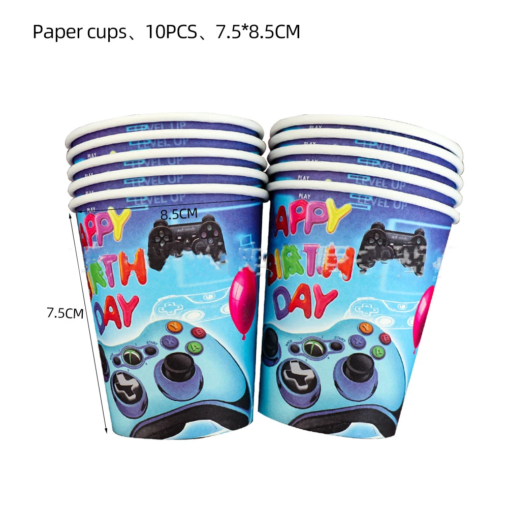 Kid Birthday Game Theme Party Supplies Decor Disposable Paper Plates Cup Napkin Video Game Table Cover Wedding Party Tablecloth