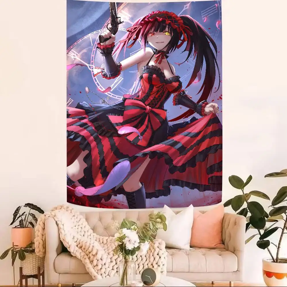 Kawaii Hot Tokisaki Kurumi Tapestry Decoration Bedroom Dormitory Background Cloth Holiday Home Party Living Room Club Tapestry