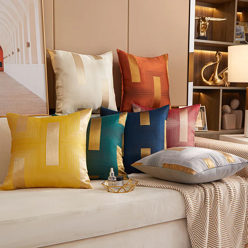 45*45cm Bronzing Geometric Sofa Throw Pillowcover Living Room Decorative Cushion Cover Home Decorative Office Pillowcase