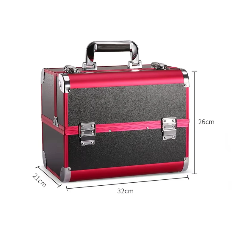 Aluminum Alloy Women'S Makeup Case Multi-Layer Cosmetic Organizer Beauty Tattoo Nail Art Supplies Toolbox Suitcase Handheld Case
