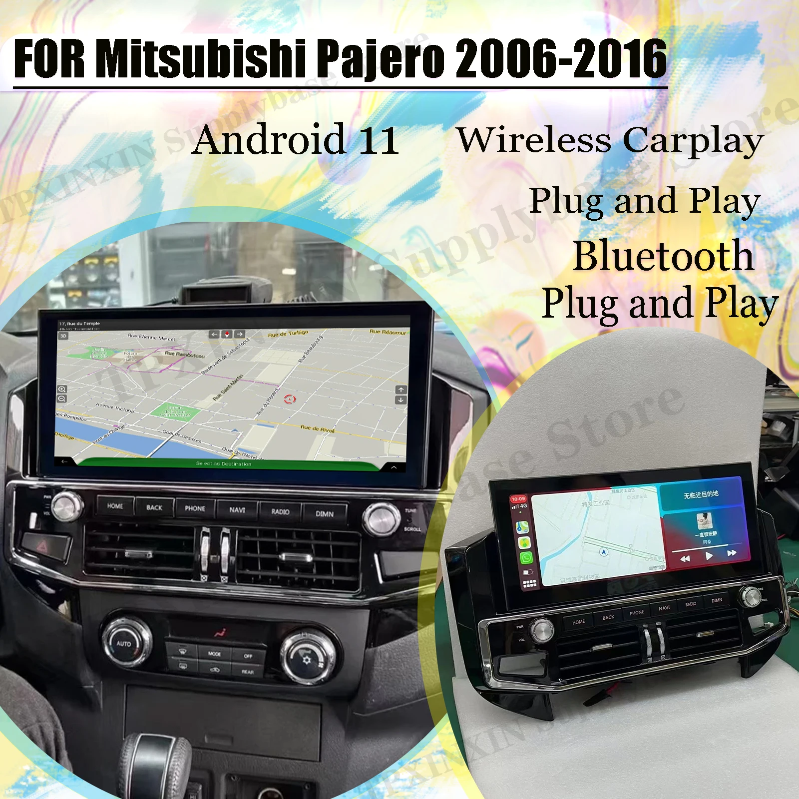 Car Radio Stereo Receiver Android 11 For Mitsubishi Pajero 2006 2007 2008 2009 2010 2011 2013 2013 2014 2015 2016 GPS Head Unit