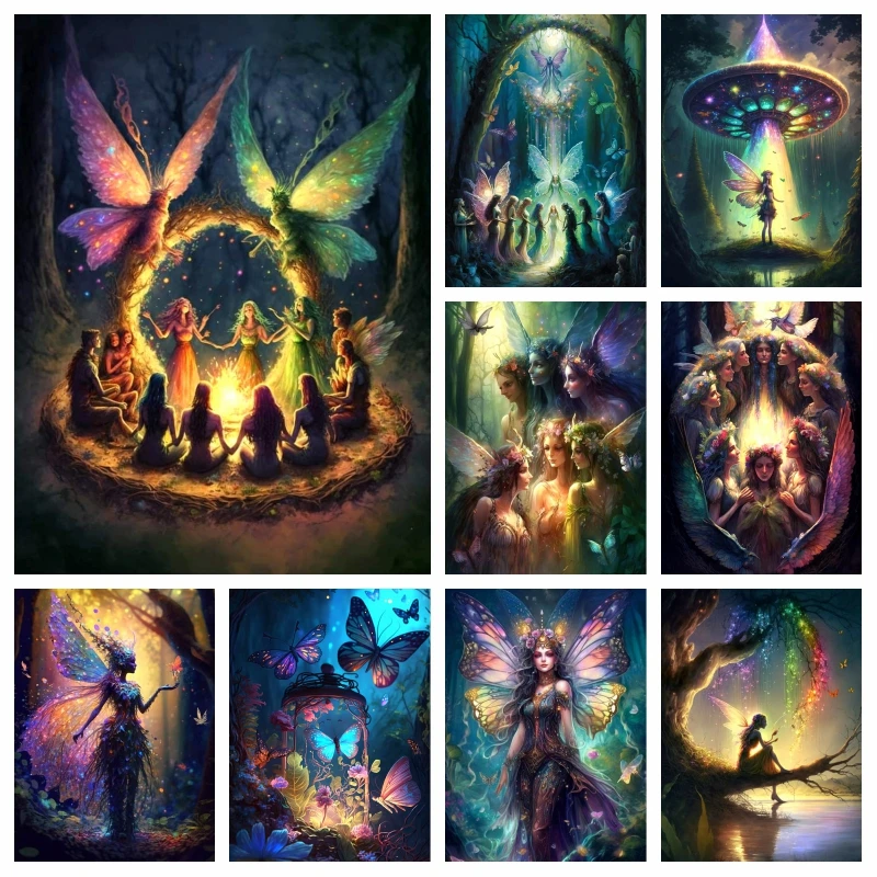 Diy Fantasy Spirit Elf Diamond Painting Art Froest Fairy Butterfly Landscape Mosaic Cross Stitch Crystal Craft Gift Home Decor