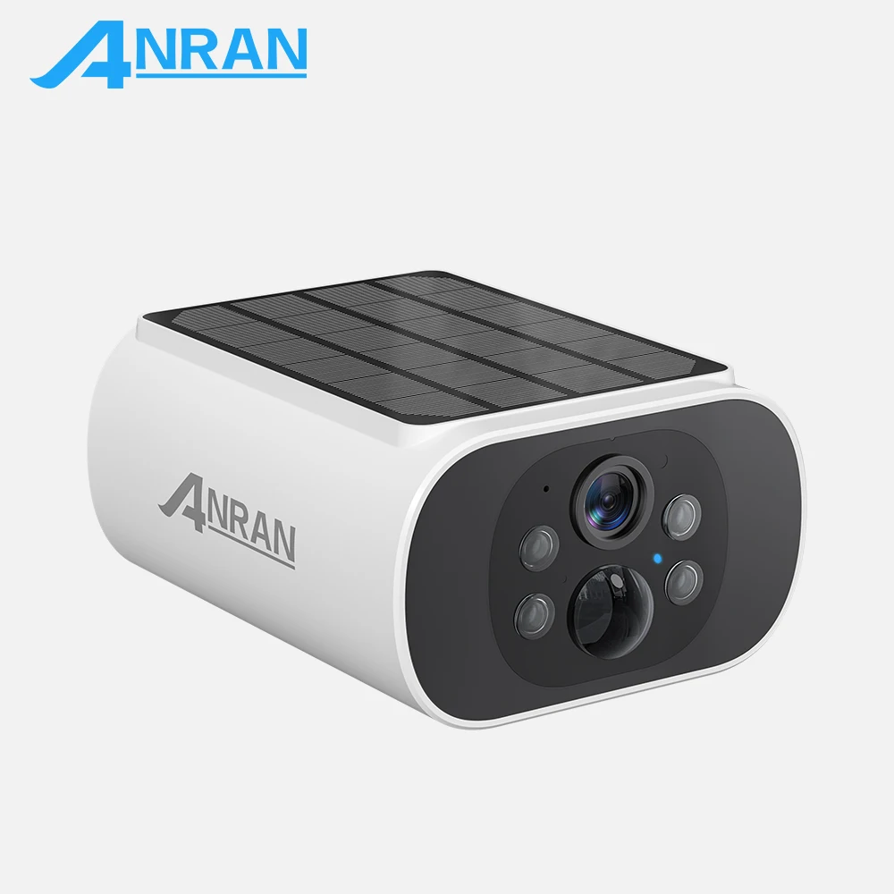 ANRAN 4MP Wireless Solar Camera Outdoor Surveillance Integrated Battery Wifi Camera Humanoid Detection Flash Alarm Night Vision