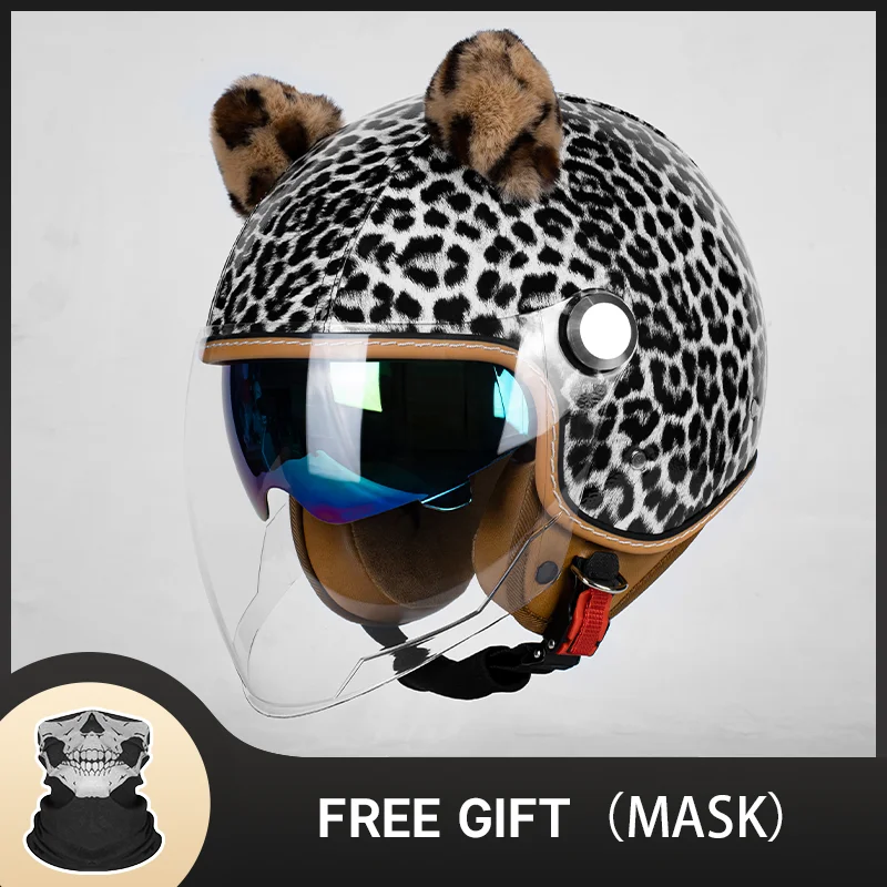 高視認性安全3/4オープンフェイスオートバイヘルメット、デュアルレンズ、頑丈なシェル、耐久性、作業者や都市走行に最適