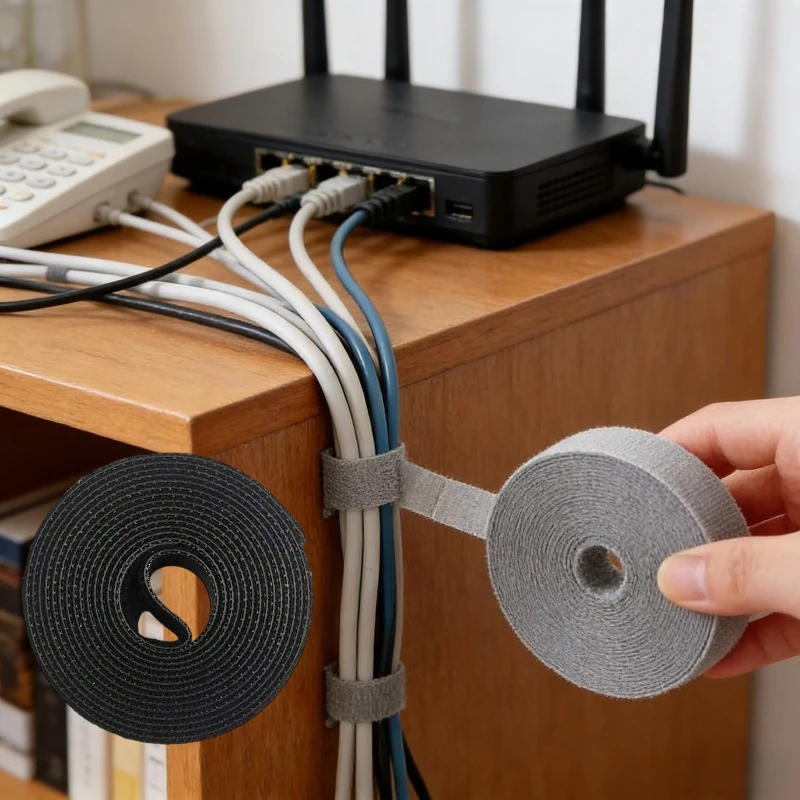 

Data Cable Storage Nylon Velcro Can Be Reused Freely Cut Cable Ties Desktop Cable Organizer Ties and Firmly Adhered