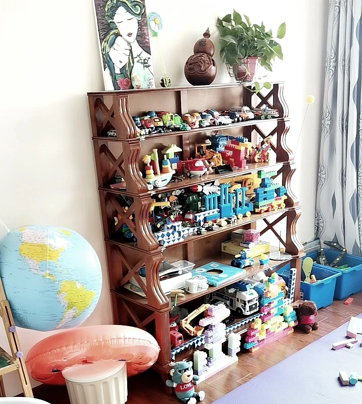 American solid wood bookshelves, multi-layer shelves, European bookcases