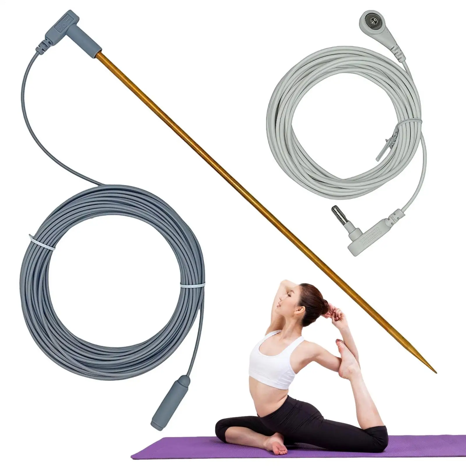 

Copper Ground Rod with 40 ft/15inFemale Ground Wire, Portable Ground Rod Kit for Grounding Products, Easily Used with Grounding