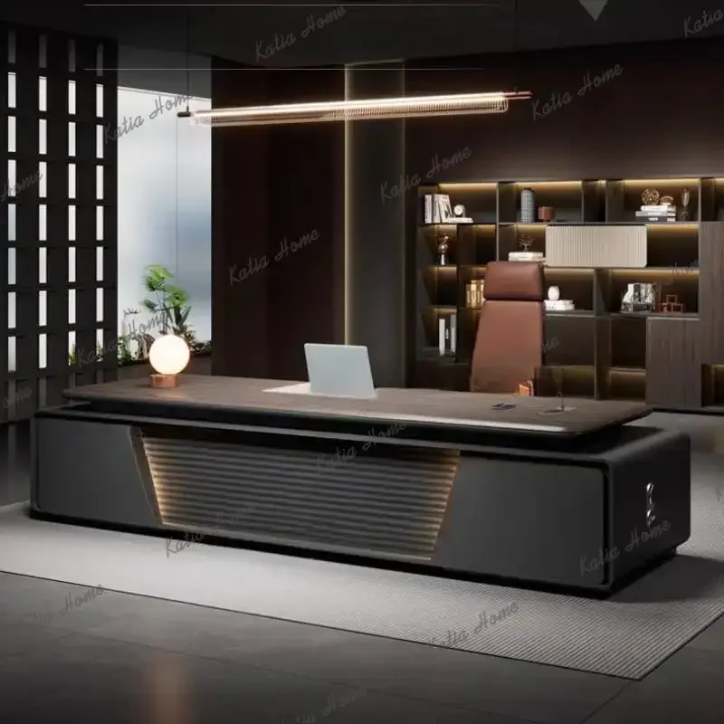 PG Wooden Black Executive Office Desk Cheap Designer Large Modern Computer Desk Gaming Adjustable Scrivania Work Station Table