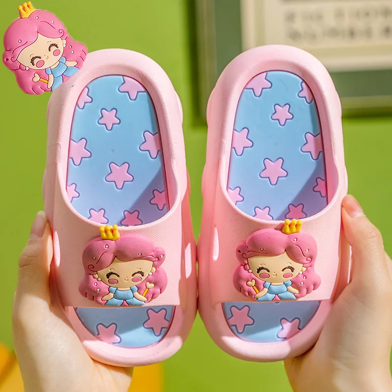 Cartoon Baby Sommer Hausschuhe weiche Sohle rutsch feste Kinder Flip Flops 2024 neue Kinder Haushalt Hausschuhe Jungen Mädchen Waschraum Folien