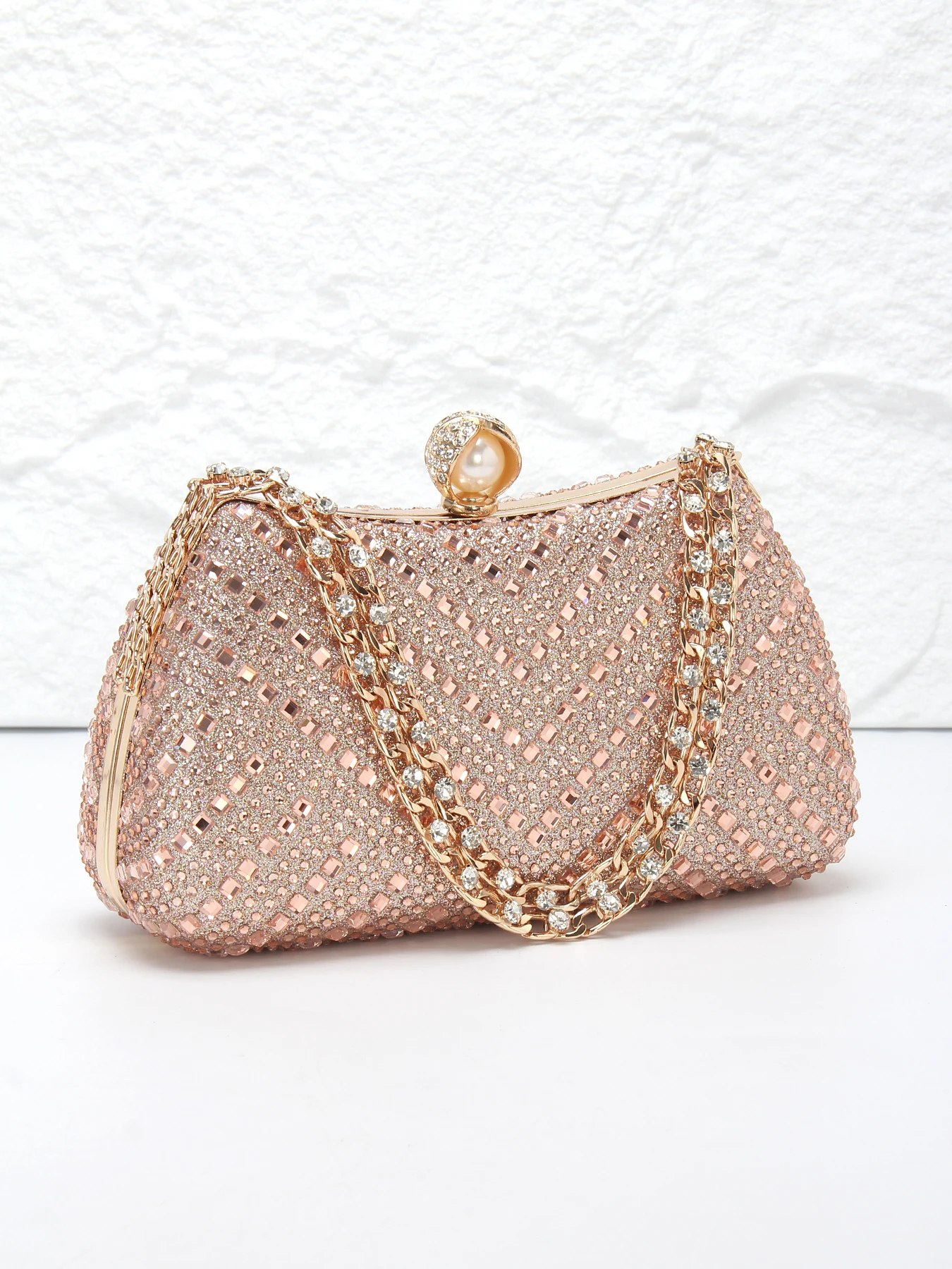 

Fully Rhinestone-Embellished Women's Evening Bag, Party Clutch, Rhinestone Short-Chain Handbag, Fashionable Crossbody Bag