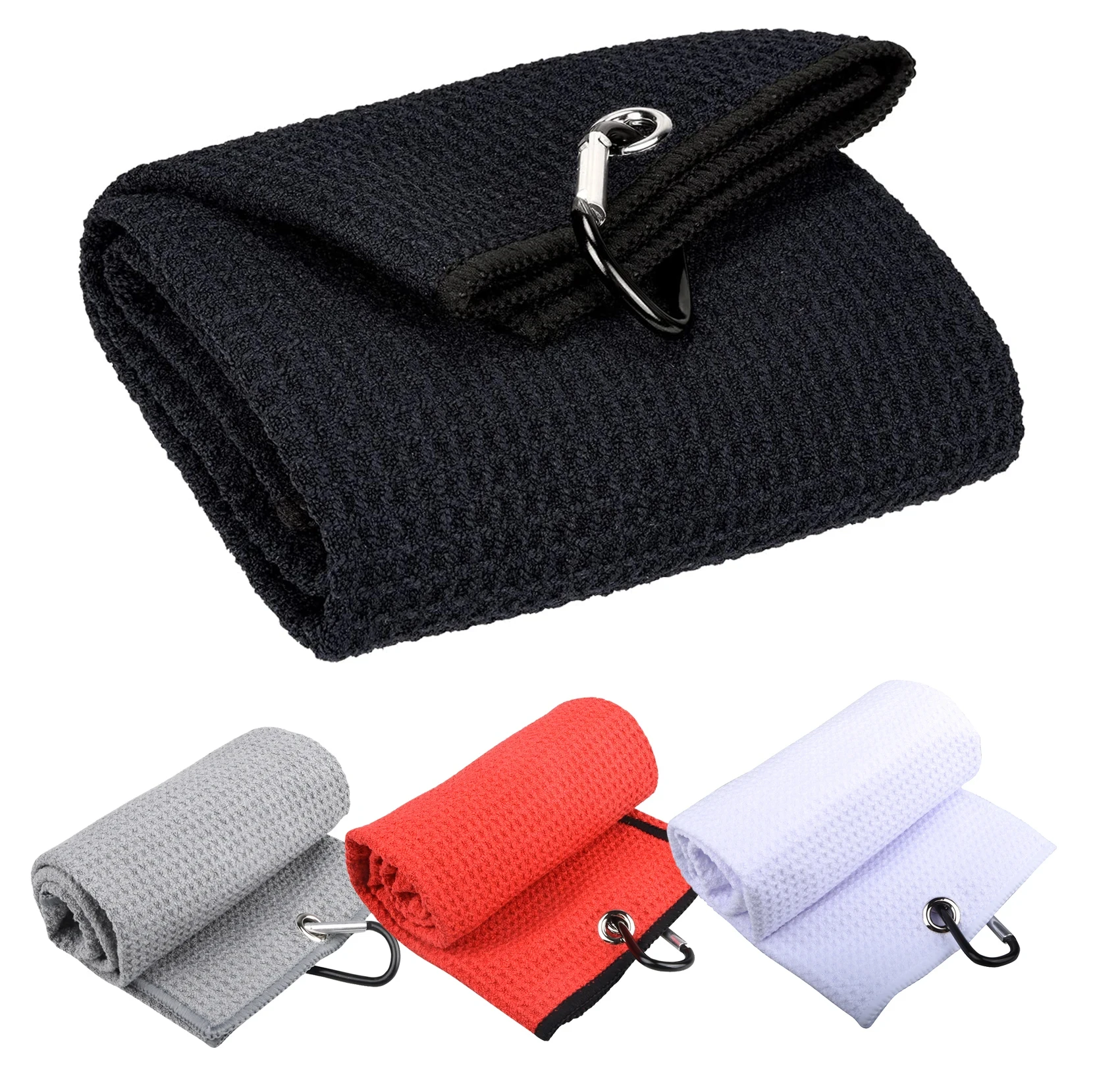 40x60cm Golf Towel With Hook 5 Colors Microfiber Fabric For Golf lovers Duty Clip Carabiner Accessories