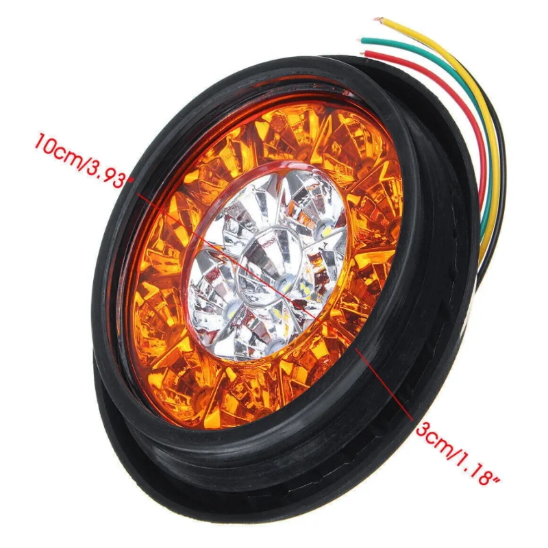 ISURE MARINE 2PCS 16LED Dual Color Truck Tail Light Side Marker Signal Light Truck Round Tail Light Red Yellow/Red And White