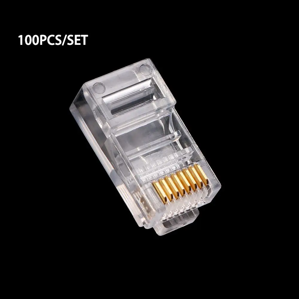 100PCS Through Open End Cable Network Connector Cat5 Cat5e Cat6 Modular Plug 100 Pcs