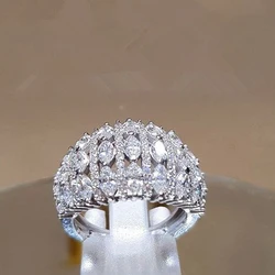 Huitan Brilliant Bridal Rings for Wedding Ceremony Party Full Paved Shiny CZ Stone Silver Color Fashion Luxury Jewelry for Women