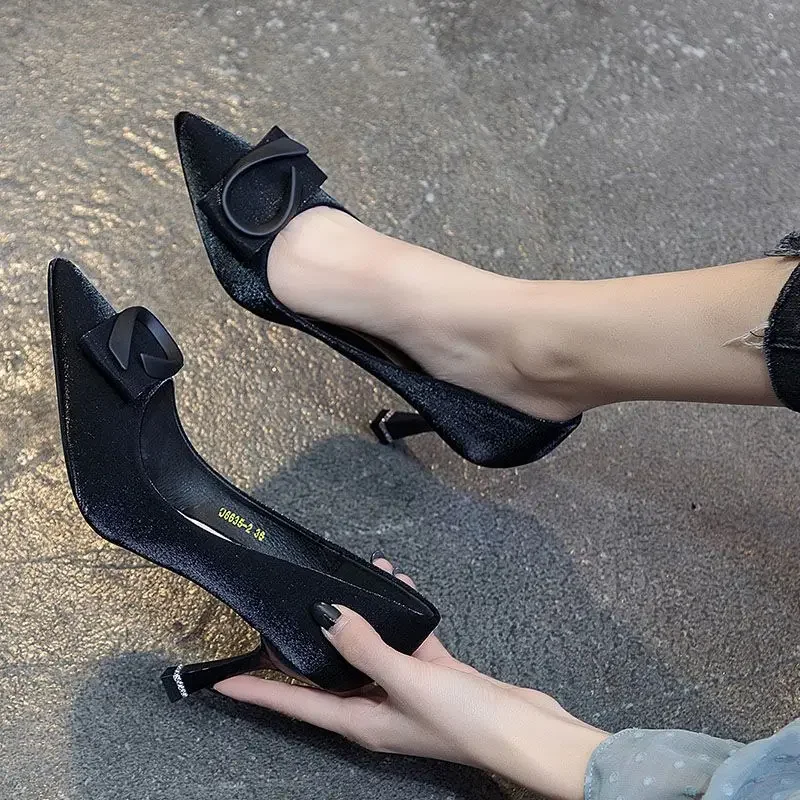 Pumps Evening Green Woman Footwear on Heeled Pointed Toe Shoes for Women Party High Heels Thin Non Slip E L Stylish Spring Young