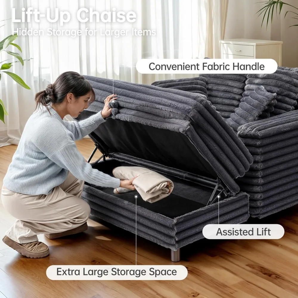 كرسي صالة كبير الحجم داخلي، سرير أريكة مريح مع مساحة تخزين، أريكة نوم من القطيفة الرقيقة، كراسي قراءة أرائك سحابية #4