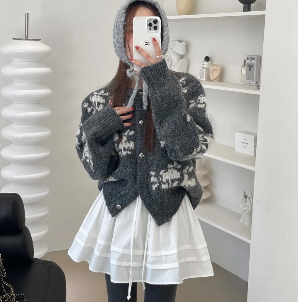 

Retro Knitted Sweater Soft Cozy Women's Faion Warmth Outerwear Long Sve Cardigan Casual Sle Spring Collection