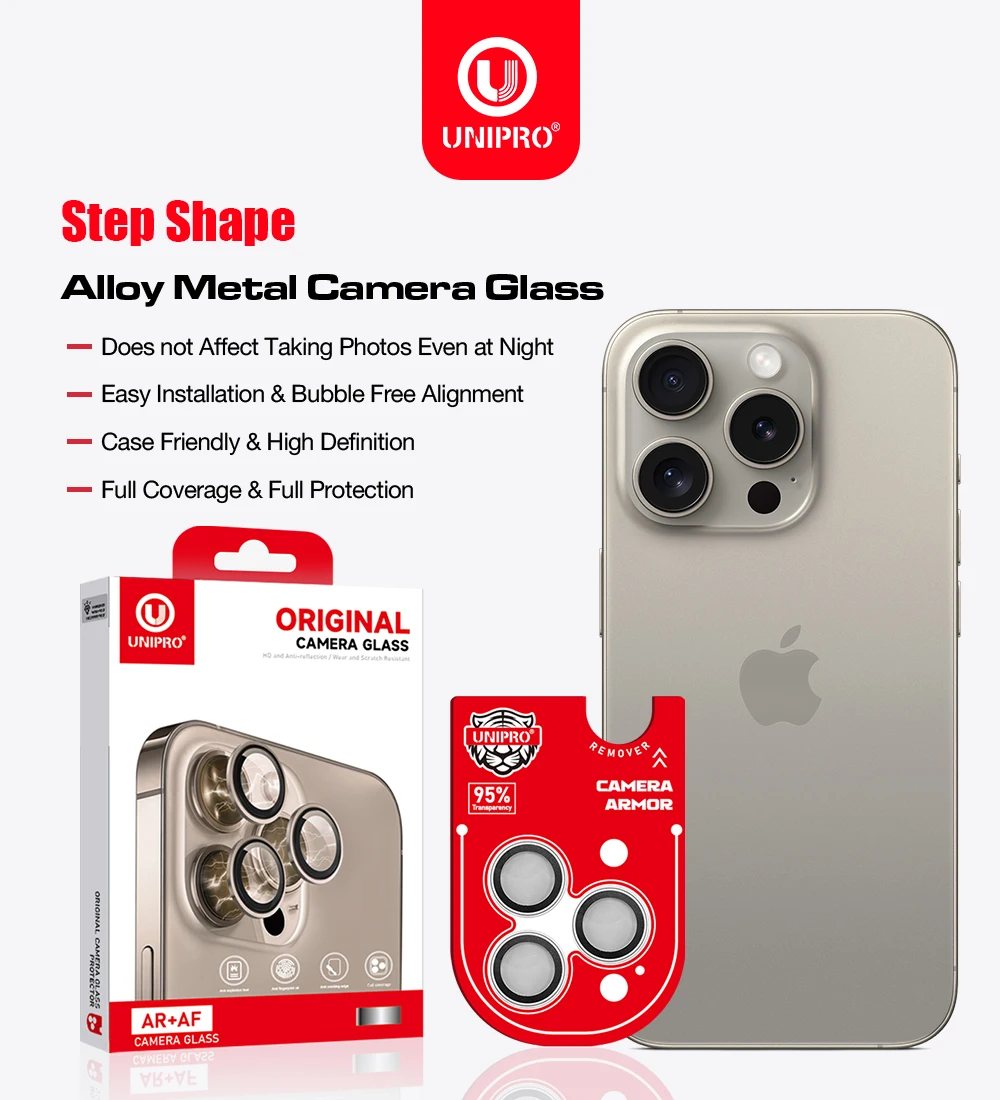 UNIPRO Camera Lens Protector HD Corning Glass For iPhone 16 Pro Max Back Lens Cap For iPhone 15 Plus Full Cover Protective Case