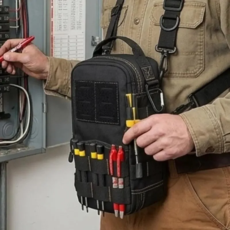 Small Shoulder Tool Bag, Tactical Tool Pouch, Portable Practical Tool Storage Case with Shoulder Strap, Suitable for EDC, Motorc