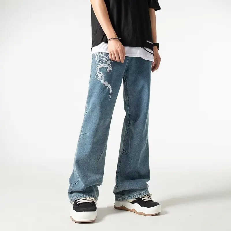 2024 ropa y2k streetwear drachens tickerei sommer neue jeans hose für männer kleidung gerade luxus denim hose pantalon homme – Detail 5