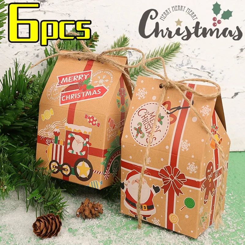 6/1pcs Storage Bag Merry Christmas Candy Coin Cookies Cable Storage Gift Box Packing Bag for Party Home Decoration New Year Gift