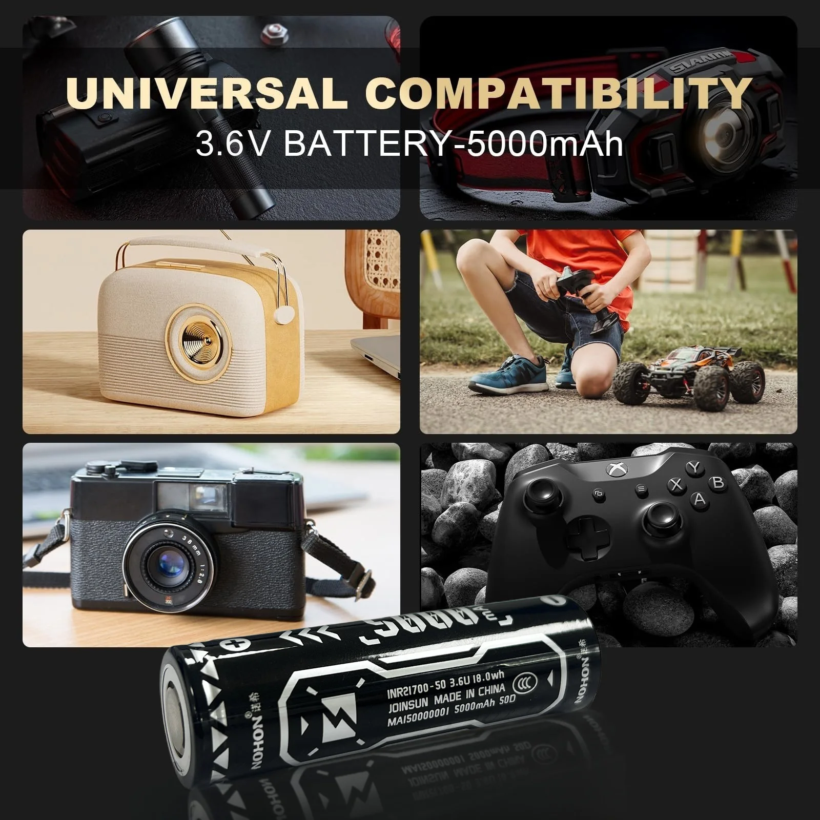 Vyvylabs 2-10PCS 21700 Rechargeable Battery 5000mAh Battery Flat Top 3.6V Battery For Outdoor Flashlight Headlight Miner Lamps