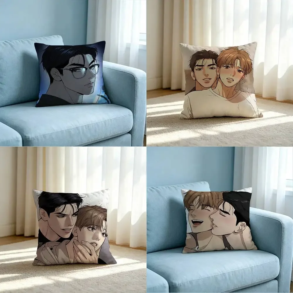 Manhwa Button Pin Bl Manhwa Jinx Customizable Square Pillowcases, Stylish And Soft, Perfect For Beds, Cars, And Sofas.