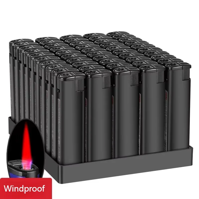 Customizable wedding and advertising windproof red flame circulating inflatable black matte lighter smoking accessories