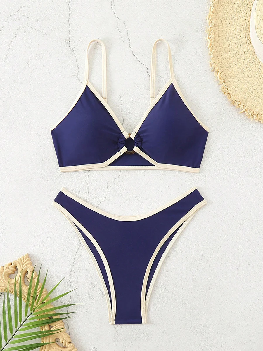 

Micro Bikini Halter Swimsuit For Women 2025 Sexy Swimwear Brazilian Bikini Set Thong Biquini Swim Suits Blue Beachwear Female