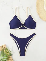 Micro Bikini Halter traje de baño para mujer 2025 traje de baño Sexy conjunto de Bikini brasileño Tanga Biquini trajes de baño azul ropa de playa femenina