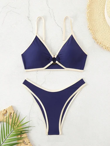 Micro Bikini Halter traje de baño para mujer 2025 traje de baño Sexy conjunto de Bikini brasileño Tanga Biquini trajes de baño azul ropa de playa femenina