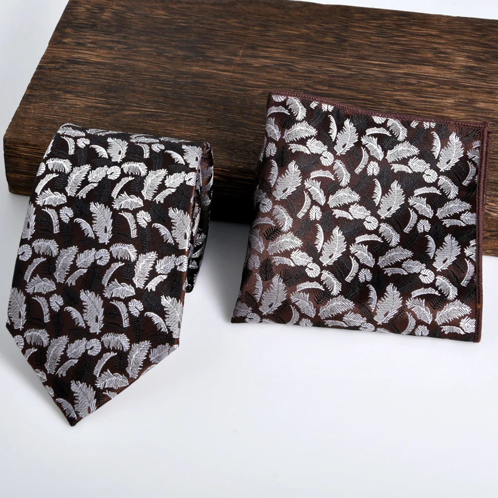 Picture 4: Men's Tie And Handkerchief Set Jacquard New Model 2-Piece Suit Feathers Style 2025