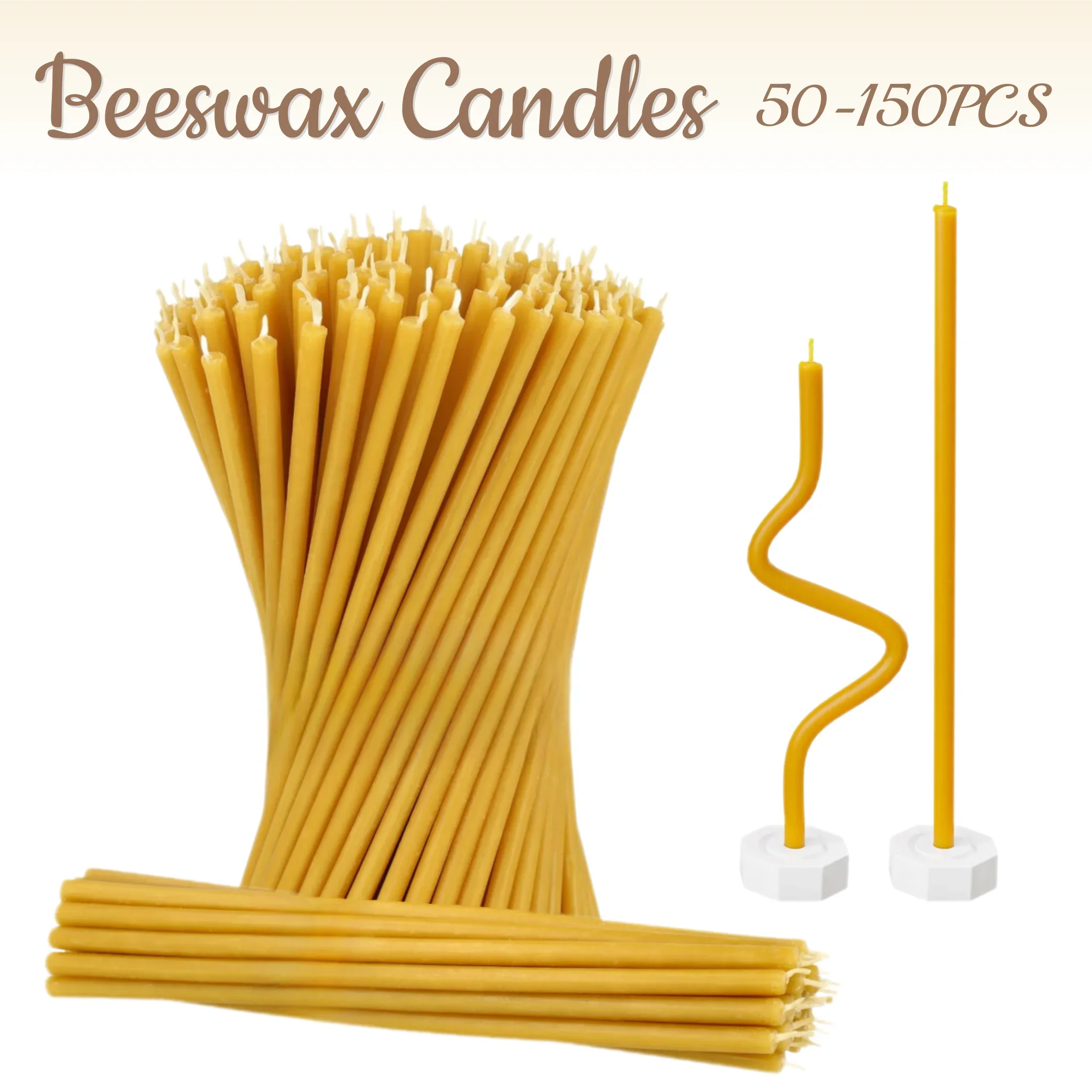 50-200PCS Drippless Beeswax Candles Smokeless Beeswax Taper Candles Church Prayers Beeswax Birthday Candles DIY Home Decor