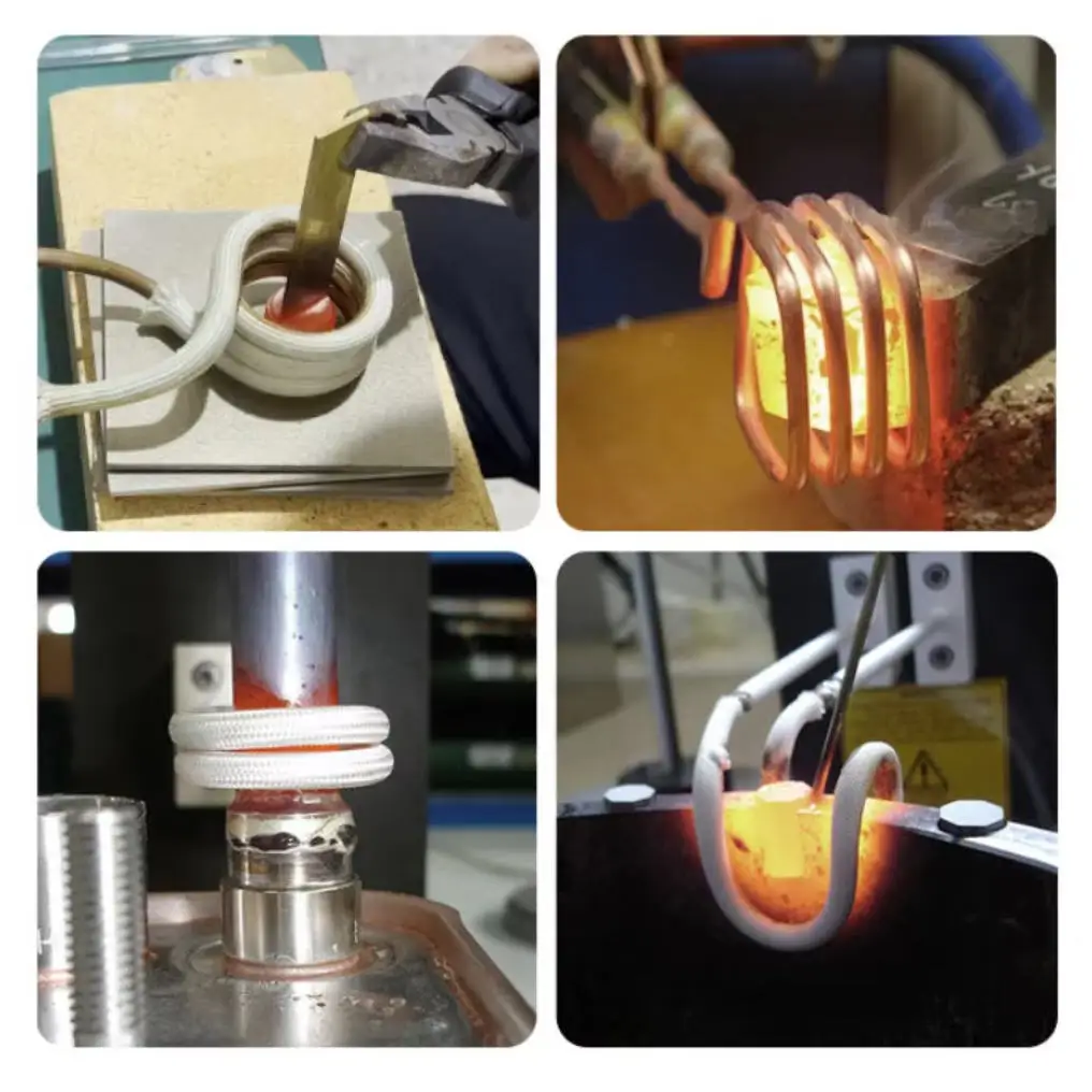 M14 M16 M18*1.5 Dual Layer Copper Induction Heater Coil Metalworking Welding Brazing Metalworking Heating Head forIndustrial Use