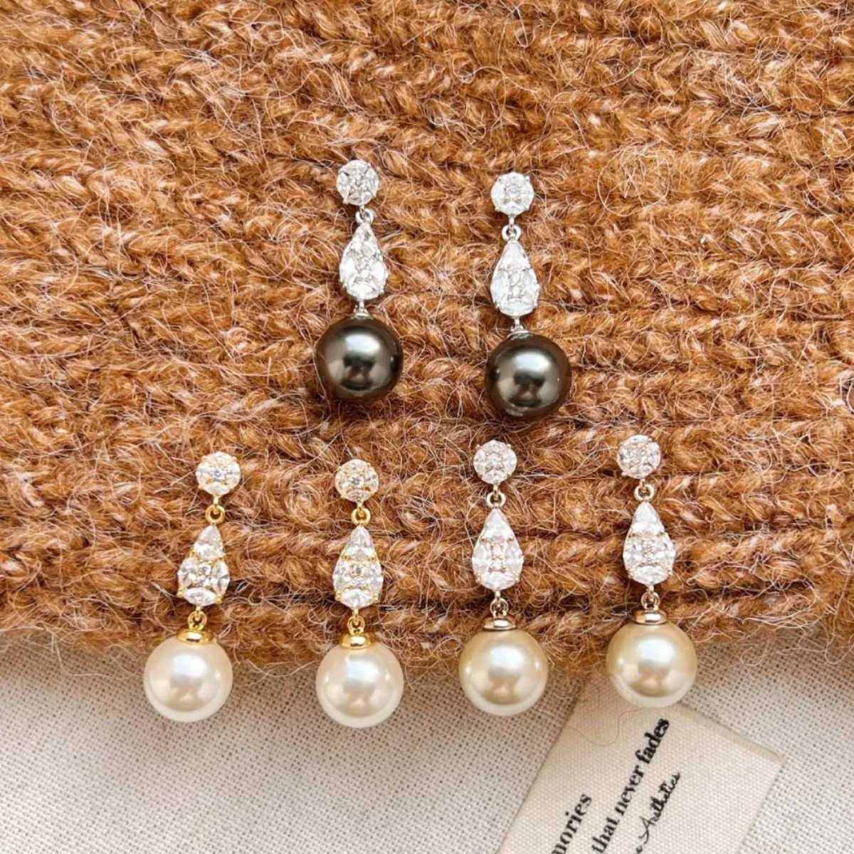 High-end drop pearl pendant earrings, fashionable and versatile, light luxury earrings for commuting