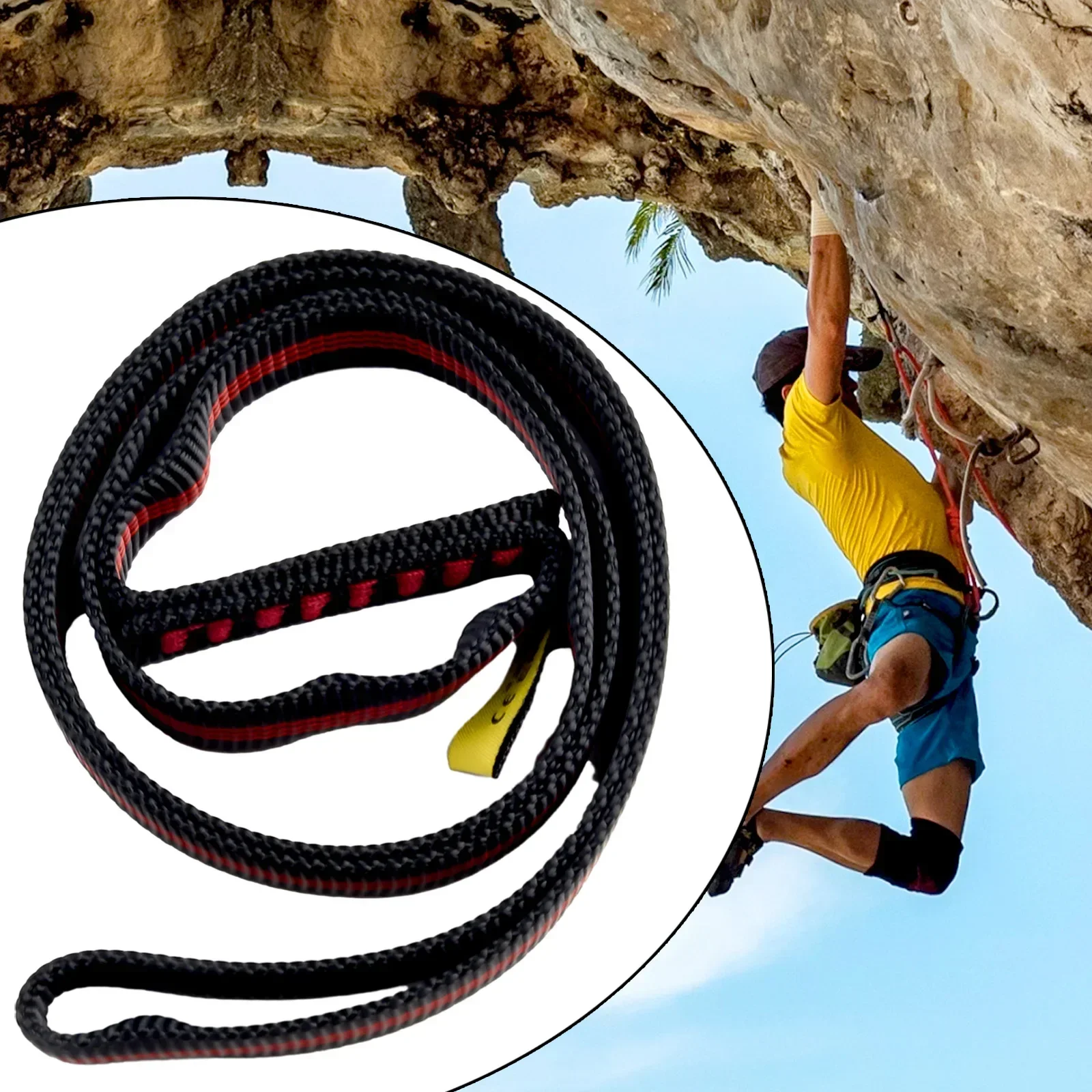 

1x 22KN Polyester Webbing Strap Sling Bearing Cord For Rock Climbing Tree Arborist Load Bearing Bandlet Mountaineering Equipment