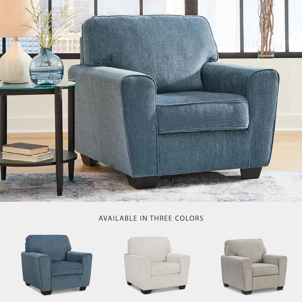 Cadeira estofada moderna Cashton, azul