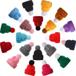 20/40pcs Cute Doll Hats Christmas Knit Hat Wool Yarn Mini Top Hats for Crafts Small Knitting Hair Accessories for Tree Ornament