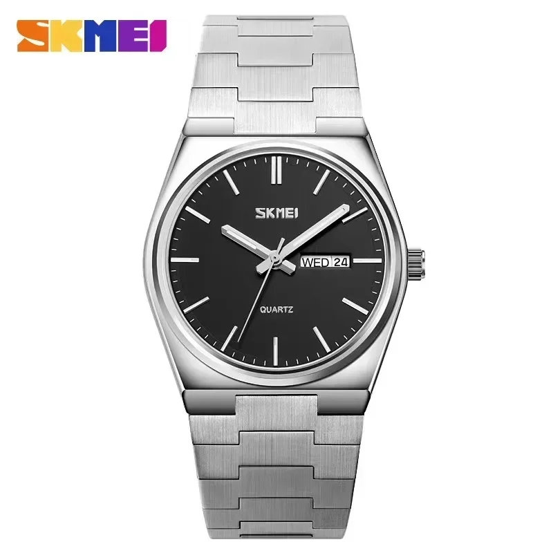 

Skmei Man Reloj Hombre Casual Quartz Clock Male Full Steel Time Week Date Watch 9288 Mens Waterproof Business Wristwatches